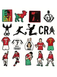 18-Piece Football Star Shoe Charms For Bubble Slides Clogs Sandals,PVC Shoe Decorations Accessories Buckle For Christmas Birthday Gifts, Decorative Shoe Accessories, Shoe Charms Set