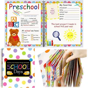 School Memory Book Photo Album for , School  Keepsake Book Album Scrapbook from  Through 12th Grade with 14 Pocket for Storage Portfolio Every Grade Pictures (Polka Dots)