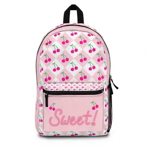 Preppy Sweet Cherry Pink Pastel Backpack for Women - 80s Fashion Backpack