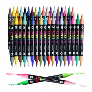 Acrylic Paint Markers Pen Set,12/24/36pcs/set Dual Tip Double Color Acrylic PaintMarkers Pens for Wood, Canvas, Stone,Glass, Ceramic Surfaces, Christmas Gift,Acrylic Art Kit