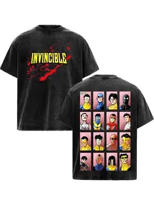 Invincible "Mark Grayson All Versions" Front & Back Print Tee, Adult Swim Casual Short Sleeve