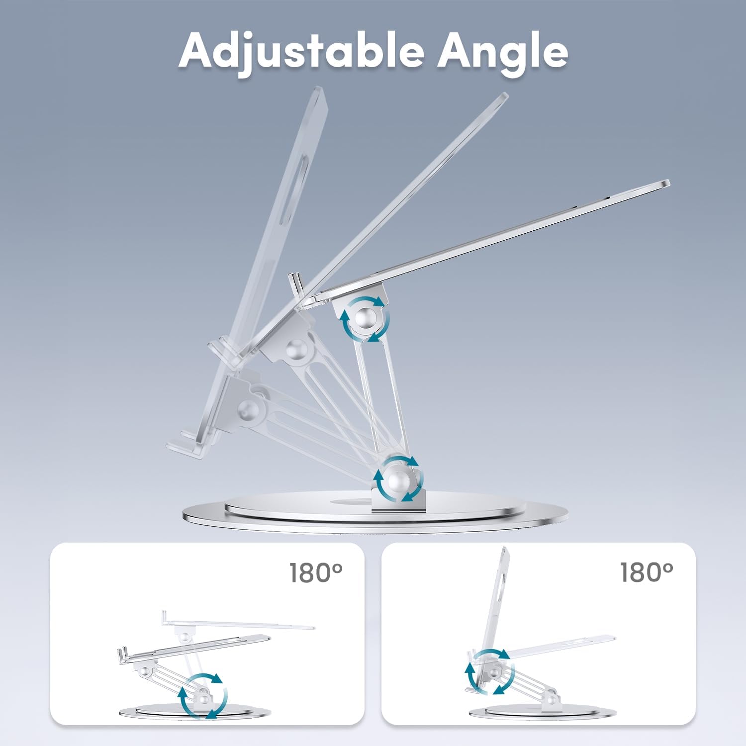 Metal Tablet Stand, Desktop, Multifunctional, Rotatable, Foldable, Suitable for iPad and Other Tablets, Rotating Stand, Height Adjustable