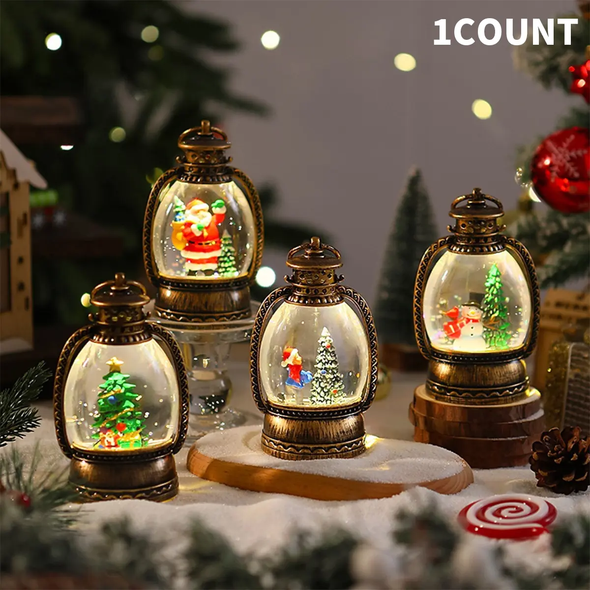 Christmas Water Crystal Ball Lamp, Decorative Light for Indoor Christmas Decoration, Perfect Gift for Bedroom Window Display, Led Lantern