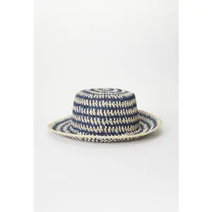 JUSTFAB Women's Striped Raffia Sun Hat  Wide Brim Crochet Straw Hat for Beach, Vacation & Summer UV Protection Raffia Bucket Hat