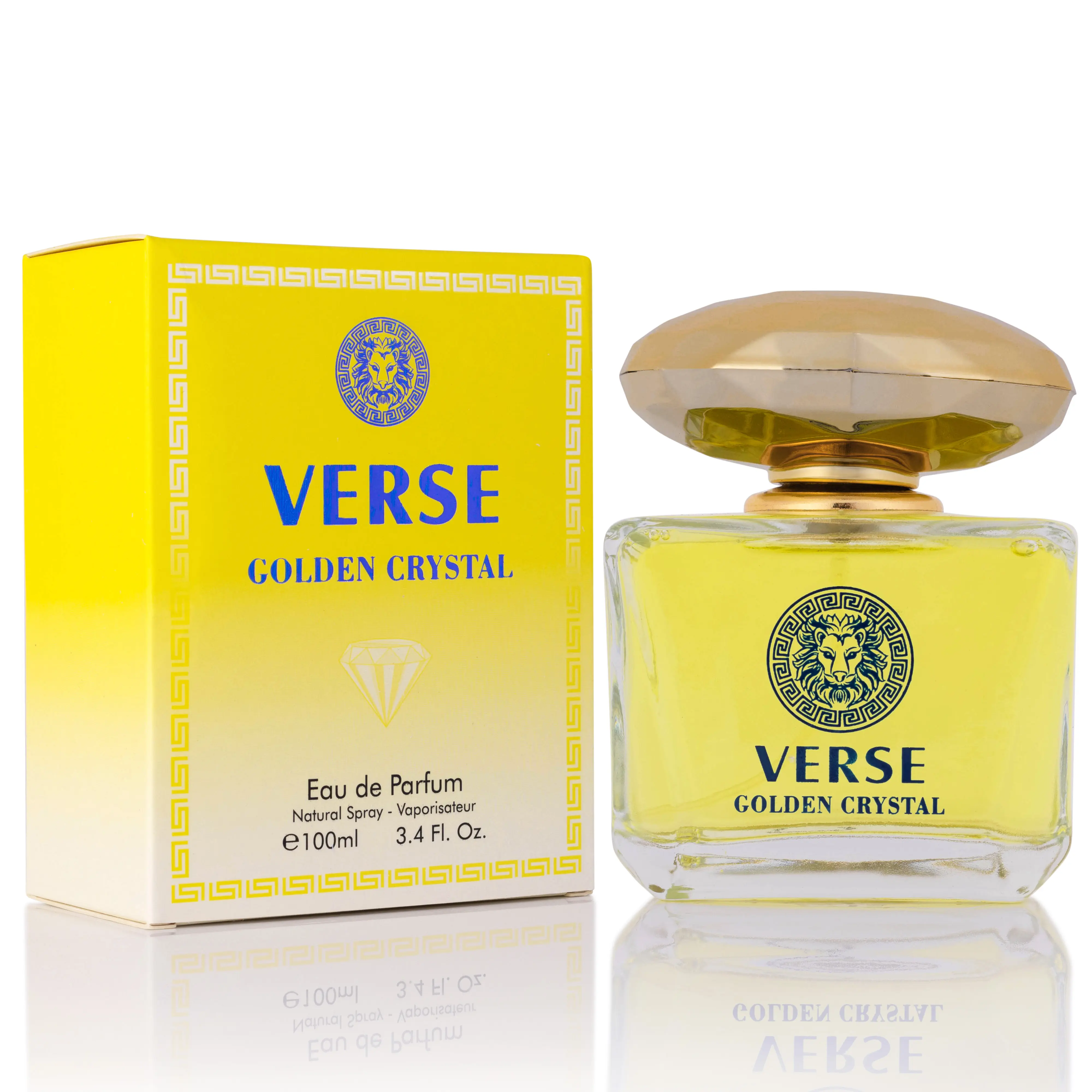 NOVOGLOW Verse Golden Crystal Women's Eau De Parfum, 3.4 oz/100ml - Adults' Signature Long Lasting Scent, Soft Floral with Bright Lemon Lift & Amber Notes, Vegan & Cruelty Free, Smells Good All Day, Long Lasting Fragrance