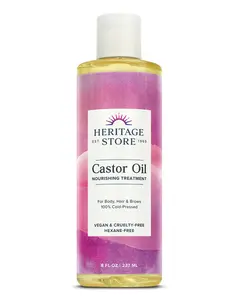 Heritage Store Castor Oil Nourishing Treatment 100% Cold Pressed Vegan Cruelty Free 8 FL OZ 237 ML for Body Hair & Brows