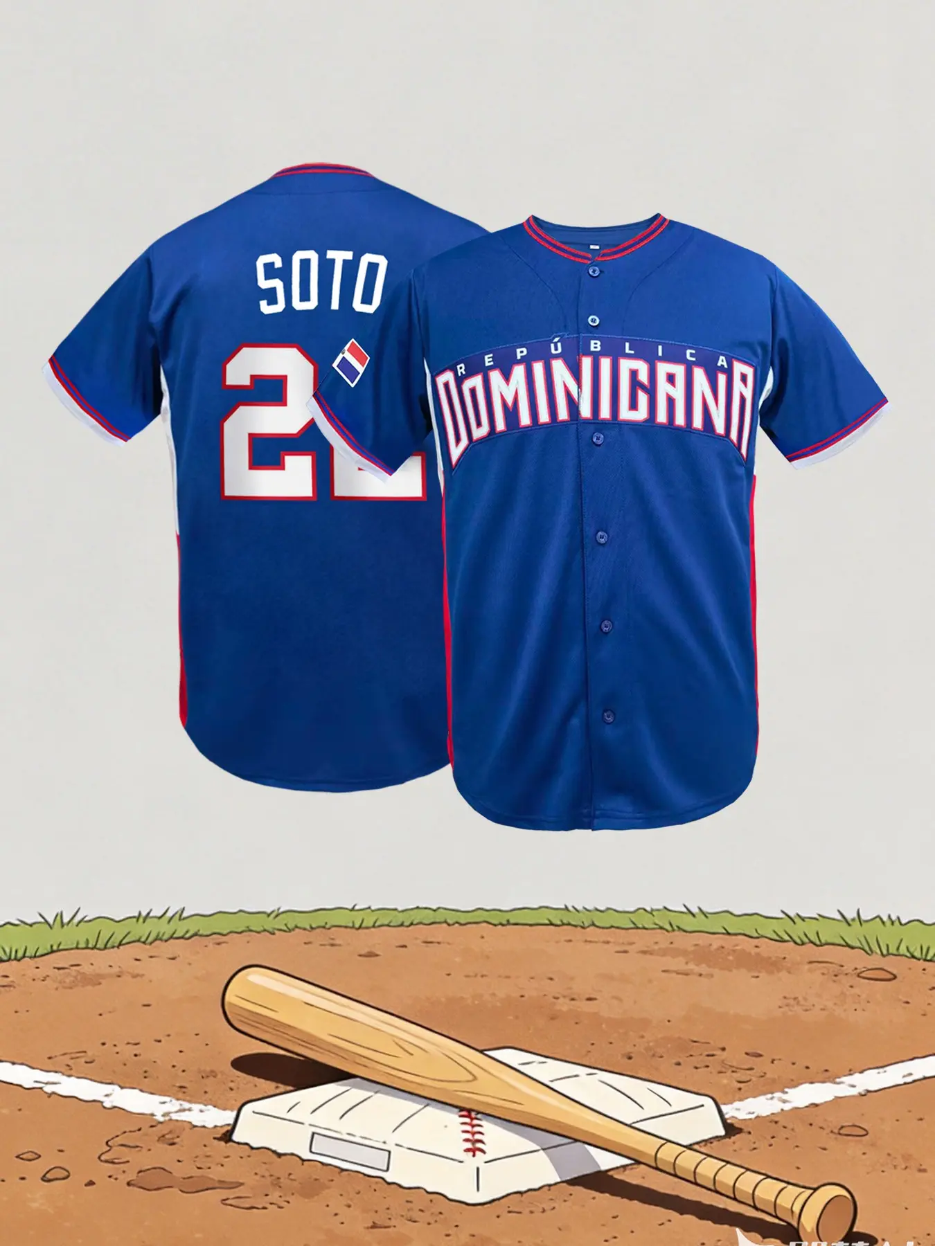 Dominican Republic 22 Baseball Sports Style Jersey | Stitched Short Sleeve | Breathable Casual Unisex Sports Uniform for Daily Wear & Fans Gift | Baseball Shirt Sports Clothing