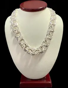 Ali Jewelers 11 mm Silver Chino Link Costume Jewelry Necklace
