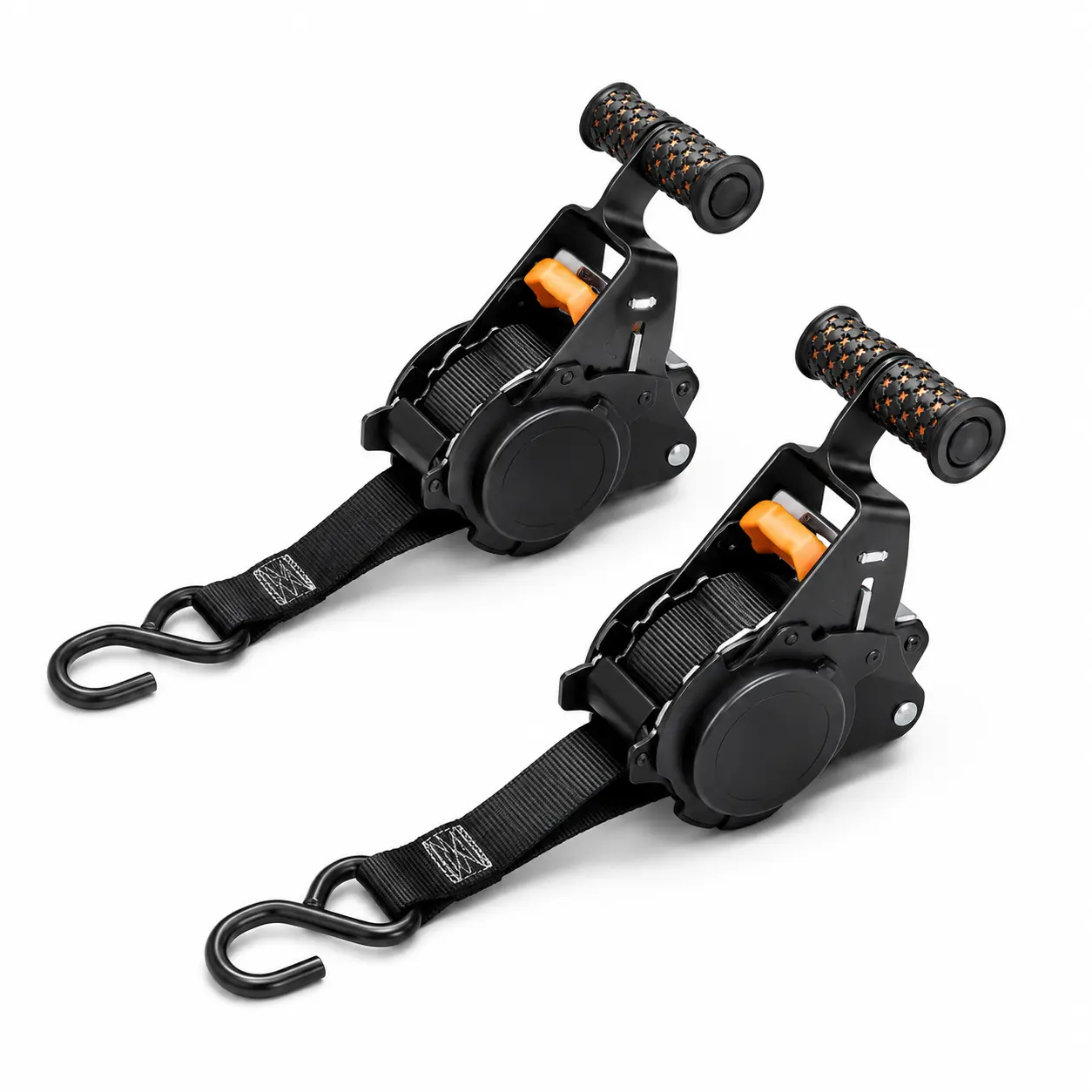 2 Pack Ratchet Tie Down Straps with S Hooks & Textured Grip, Adjustable Cargo Securing Straps for Moving, Truck, Storage
