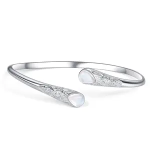 ixluck Natural Moonstone Bangle Charm Bracelet for Women Healing Jewelry Trendy Jewellery Accessories Trendy Fashionable Accessories