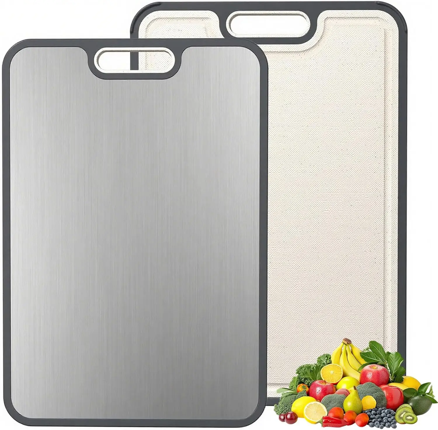 Titanium Cutting Board for Kitchen, Cutting Board Double Sided Food Grade, Pure Titanium and Wheat Straw PP, Easy to Clean Large Size 16”×11”