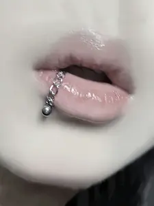 Women's 16g Snake Bite Lip Ring, Stainless Steel Eyebrow Tragus Helix Rook Jewelry, 3cm Minimalist Chain Cz Cartilage Earring, Labret Piercing, Lip Piercings, Lip Adornments
