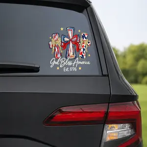God Bless America Cross Bow Sticker, USA 250th Anniversary Patriotic Decal, 4th of July Gift For Laptop Water Bottle Car