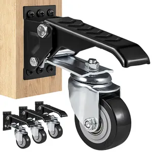 VEVOR Workbench Caster Wheels,  165 lbs Load Capacity, Set of 4, 2.5" Heavy Duty Retractable Casters, Side Mounted Adjustable Stepdown Wheels with 360° Swivel for Workbenches, Tables, and Equipment