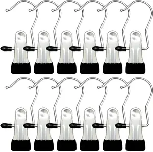 Boot Hangers for Closet - 12 Pack Hanging Hooks for Laundry, Towel Clips, Organizer for Home and Travel, Organized Closet Organizer