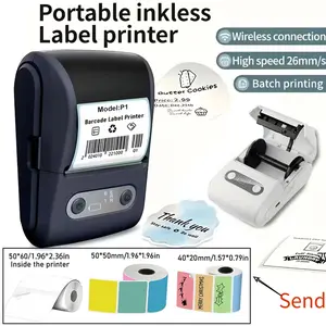 Mini Wireless Thermal Label Printer with 3 Rolls, Compatible with iOS/android, Date Labels, Receipts, Inventory, Qr Codes, USB PD Charging