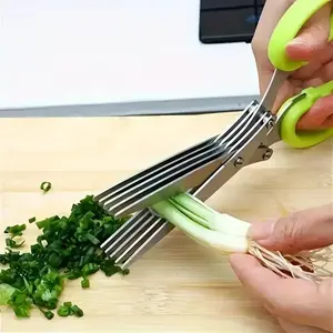 Multifunctional Stainless Steel Kitchen Scissors, Quick Chopper for Onions, Herbs, Seaweed, Peppers, Vegetables, Outdoor BBQ Tool, Kitchen Shears
