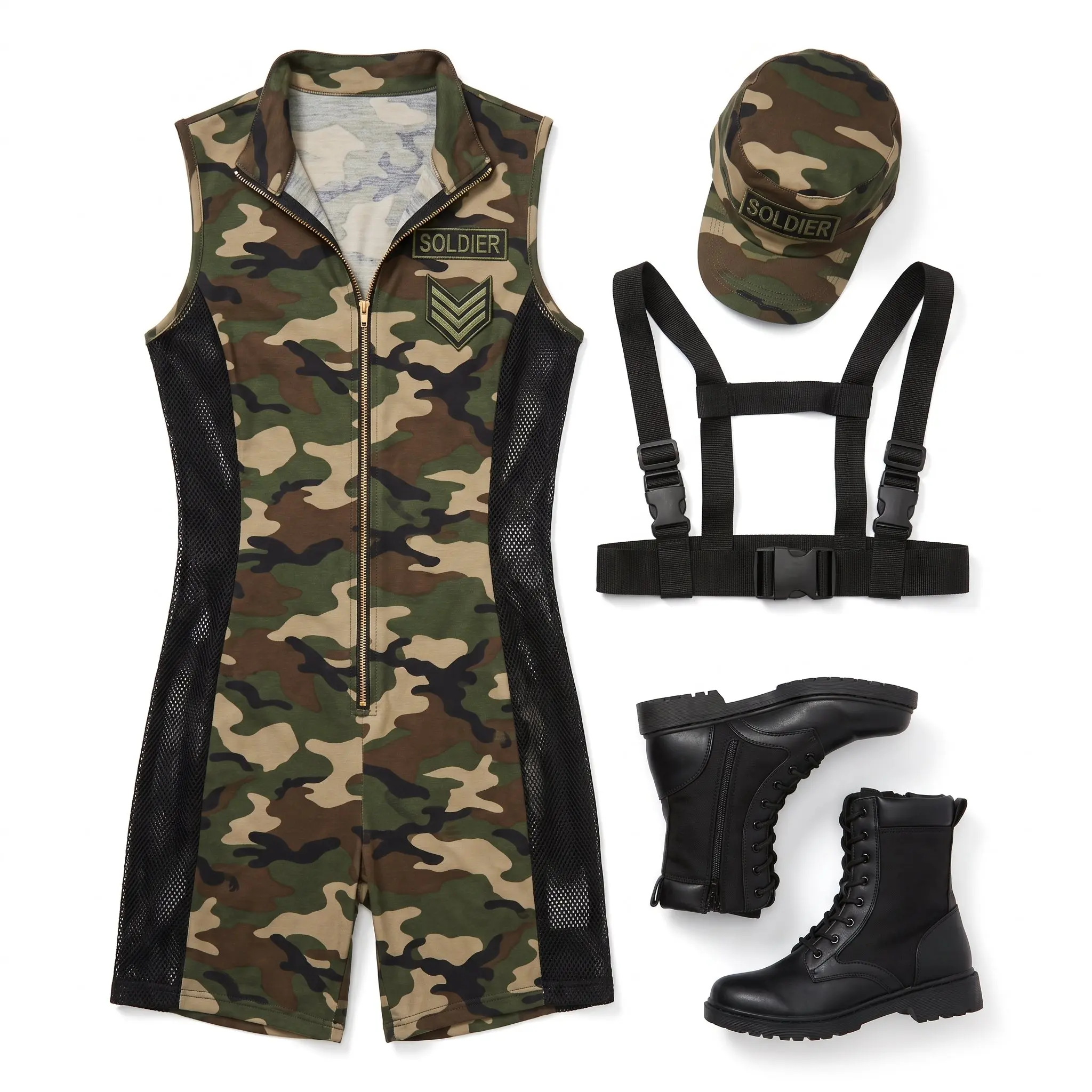 Women's Camouflage Soldier Costume - XL