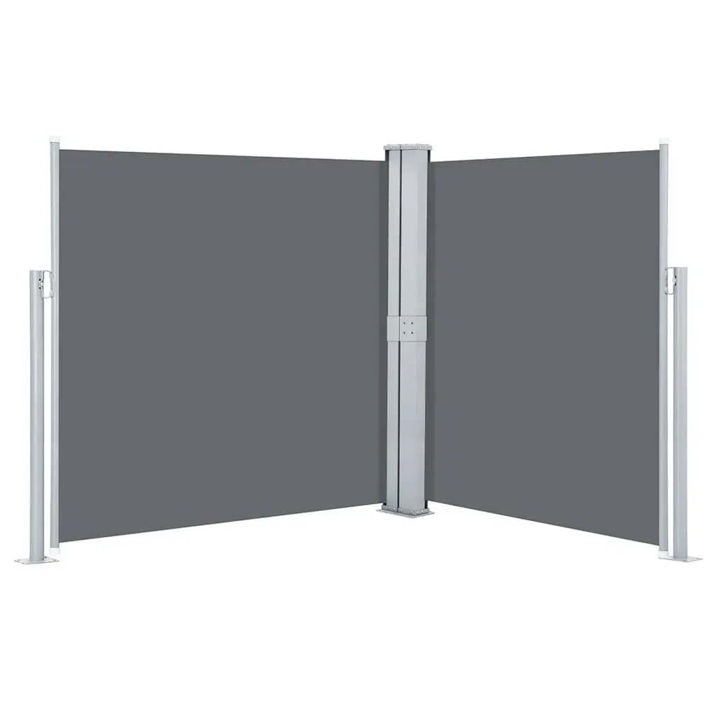 vidaXL Retractable Side Awning, Folding Privacy Screen with Double Side, Outdoor Divider Wall Patio Awning for Deck Porch, Anthracite 55.1"x236.2 48456