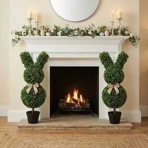 Emptyoo 36" Easter Artificial Bunny Topiary Trees (Set of 2) | Fast 2-5 Day US Delivery