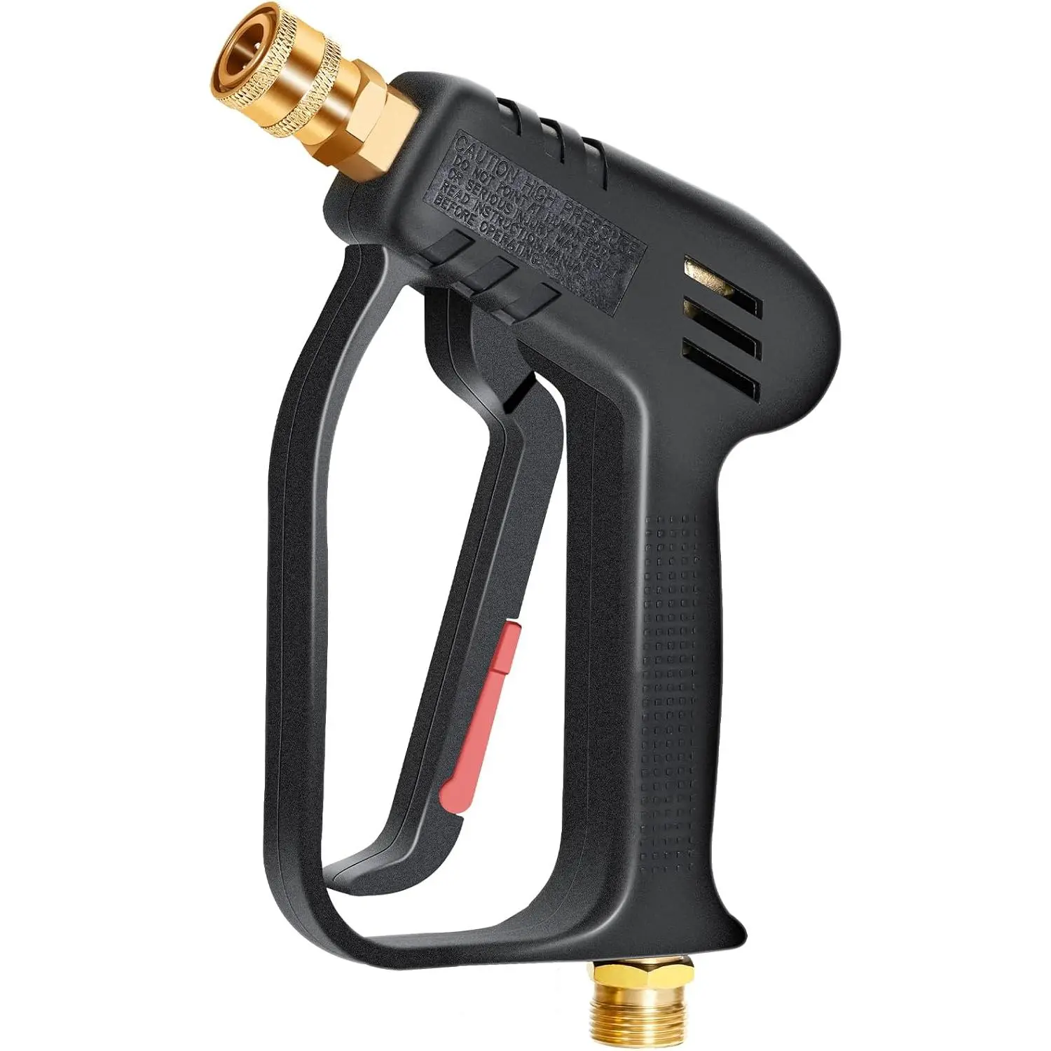 TOOLCY 4000PSI Short Pressure Washer Gun with M22-14mm Inlet, Stubby High Pressure Handle, 1/4" Quick Connect Fittings for Power Washer, Foam Cannon, Vehicle Washes, Plastic Brass Build, Hot Cold Water Compatibility, 7 GPM