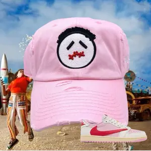 Distressed Pink Cactus Jack Dad Cap