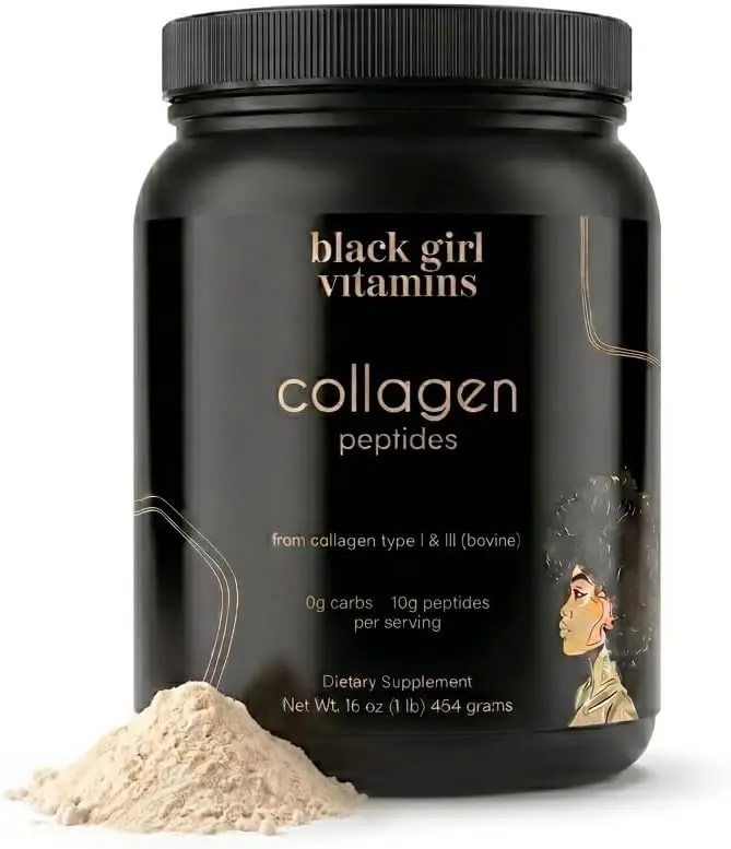 [BIG SALE !!!] Black Girl Vitamins | Collagen Peptides Powder - Collagen for Skin, Hair & Nails - Unflavored Hydrolyzed Collagen Powder, Dairy-Free, Gluten-Free Collagen for Women and Men - 16oz