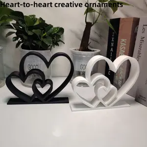 heart-to-heart statue, simple black and white design, love statue ornaments, bookshelf statues, desk ornaments, Valentine's Day gifts, gifts, home decoration, Decorative Sculptures, Home Decor Accessory