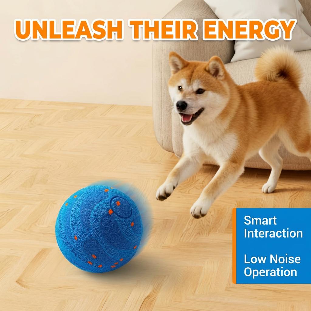 Smart Rolling Ball for Dogs & Cats!  Auto-Chase Toy with 3 Modes. Perfect for Puppies & Big Dogs Indoors!