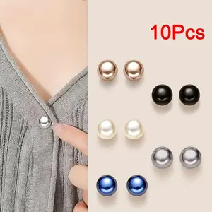 10 Pearl Plastic Snap Buttons, Seamless Adjustable Ball Decorative Fasteners, Durable Easy Use for Shirts Dresses Jackets Coats Accessories