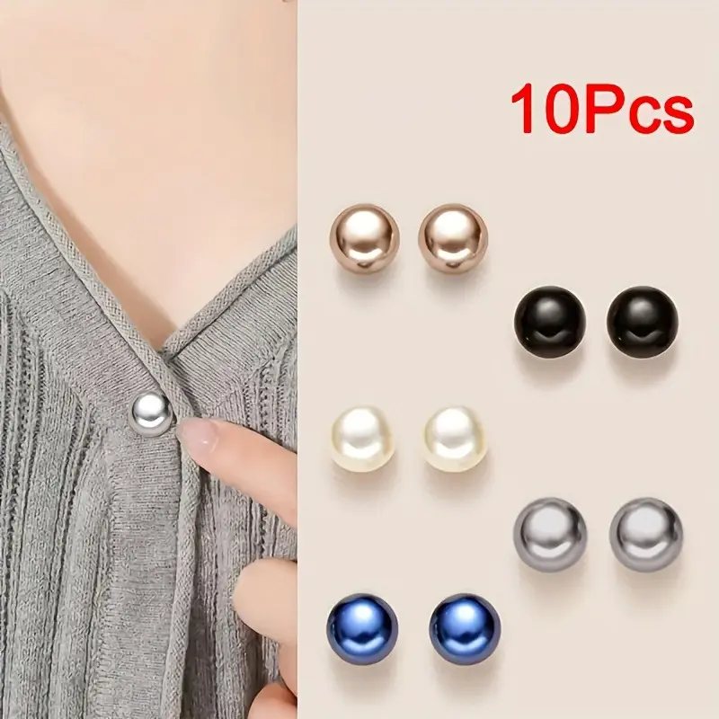 10pcs Faux Pearl Plastic Snap Buttons, Seamless Adjustable Ball Decorative Fasteners, Sewing Accessories, Durable & Easy to Use, Suitable for Shirts, Dresses, Jackets & Coats