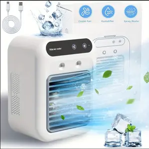 New Upgrade Portable Mini Personal Air Cooler - Rechargeable 1800mAh Battery, 500ml Water Tank, Adjustable Air Supply, Ideal for Office & Dorm Use