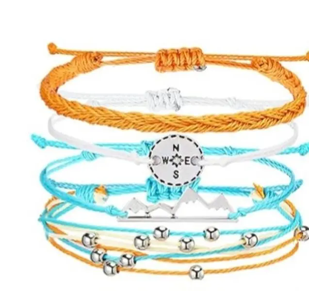 Adjustable Braided Bracelet Set - Handmade Rope with Bead Accents & Sliding Knot Closure for Stacking & Layering - Perfect for Summer, Vacation, Festivals, or Daily Wear
