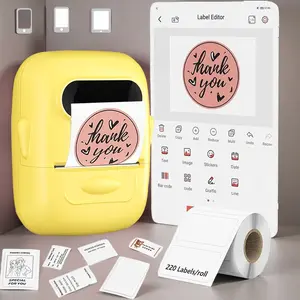 Portable thermal label printer, portable Bluetooth printer, suitable for small businesses, offices, homes and address labeling, comes with 1 roll of label paper.