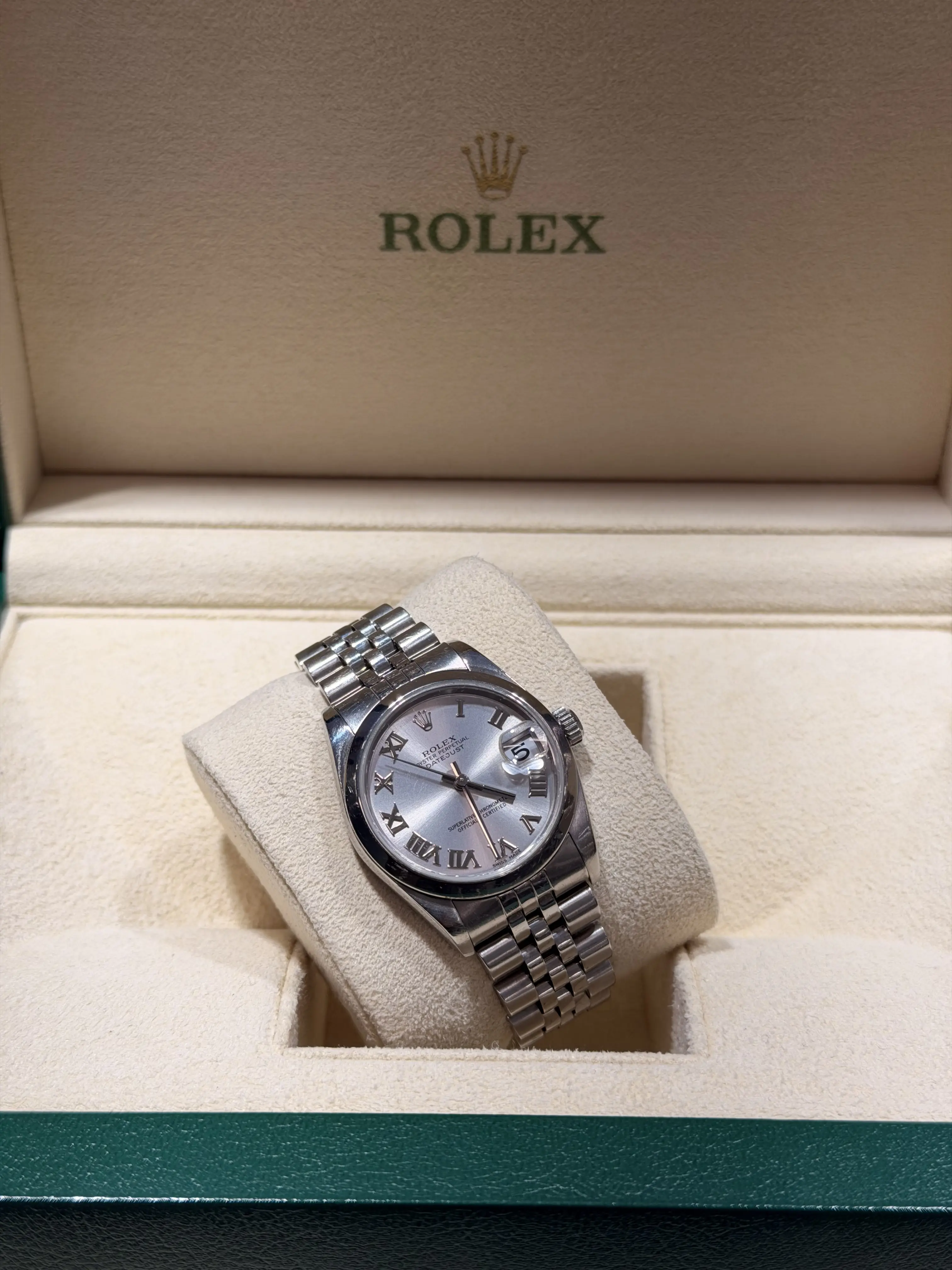 Rolex Datejust 31 mm Silver Roman Numeral Dial Jubilee Bracelet Stainless Steel Watch