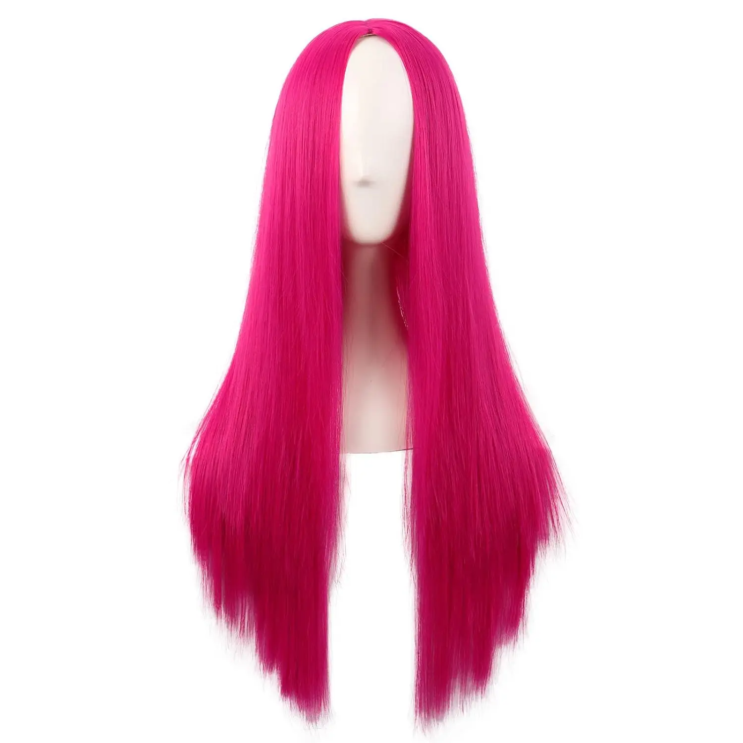 Professional Quality Hot Pink Wig, 28-Inch Long Straight Synthetic Hairpiece for Women, Ideal for Parties and Cosplay