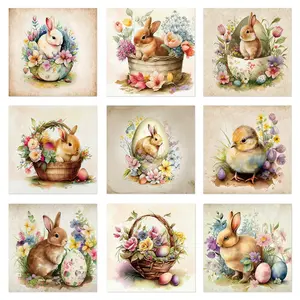 9pcs Creative Easter Party Bottle Stickers, Bunny Decorations for Festive Atmosphere, Fun Holiday Party Supplies