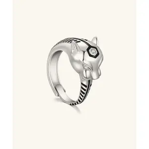 24K White Gold Panther Ring