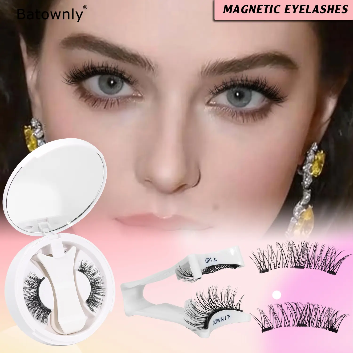 1 Pair of Natural Cat-Eye Magnetic False Eyelashes with Clip, Reusable Magnetic Eyelash Set, Eye Tail Extension, Waterproof, No Glue Needed False Eyelashes