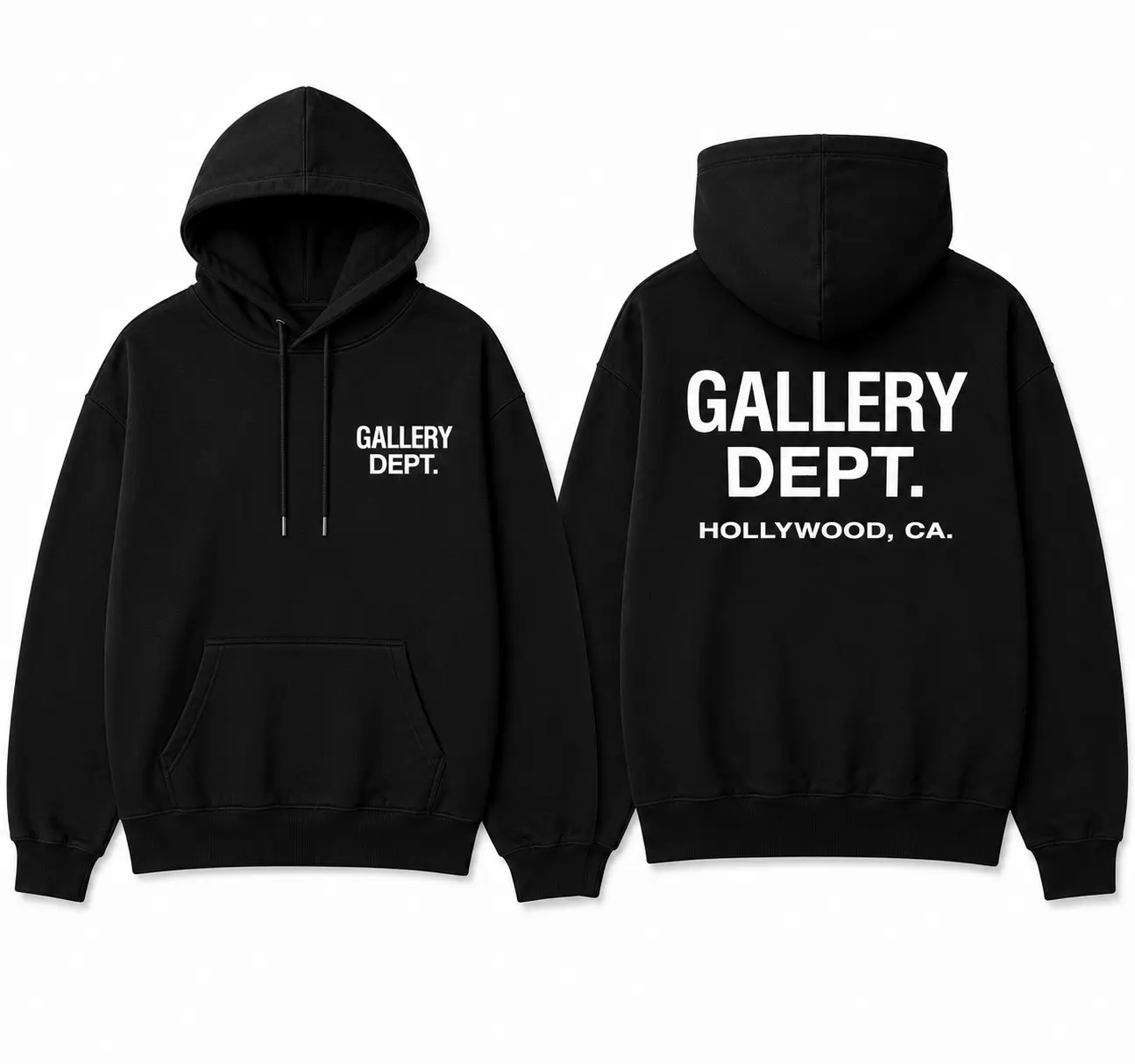 Gallery Dept Inspired Hoodie, Hollywood CA Graphic Pullover, Premium Cotton Blend Hooded Sweatshirt, Unisex Streetwear Hoodie