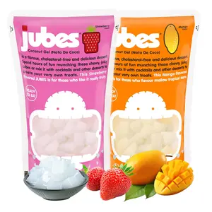Strawberry Mango Nata de Coco Jelly Cubes, (6Pack 12.7 oz, 3 Each Flavor) Coconut Gel in Syrup for Bubble Tea, Drinks, Desserts, Yogurt, Cream, Sago