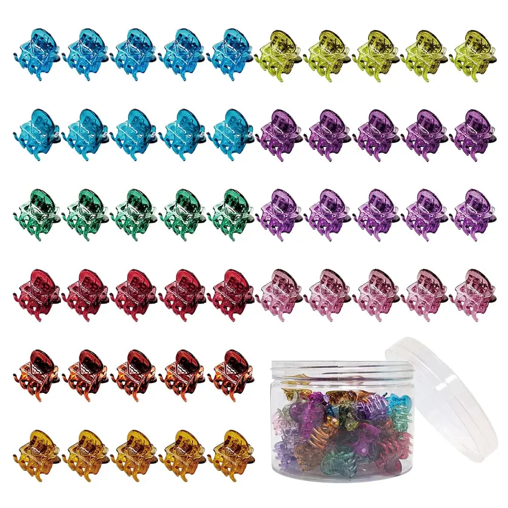 50 count Mini Hair Claw Clips, Bangs Strong Grip Multifunction Clamp Clips. (Transparent color)