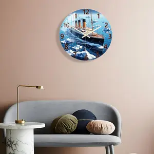 Acrylic Cruise Nautical Theme Wall Clock, Silent Movement, Design Printing Craft, Ideal for Living Room Bedroom Home Decor