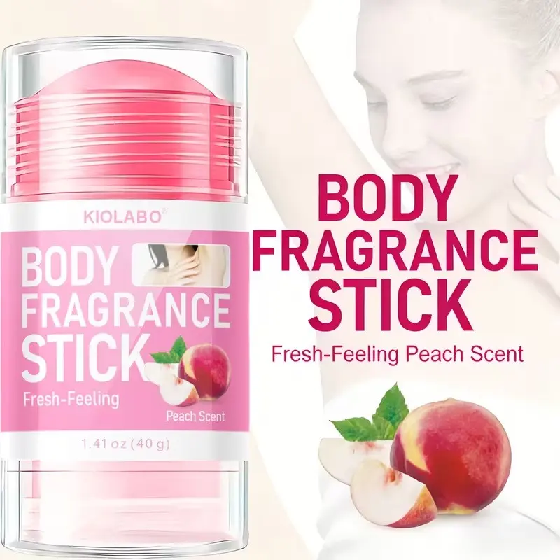 40g Rose Deodorant Fragrance Balm with Peach, Vanilla, Hyaluronic Acid, 72hr Long-Lasting Scent, for Armpits, Body, Intimate Areas, Strong Odor Control, Body Care