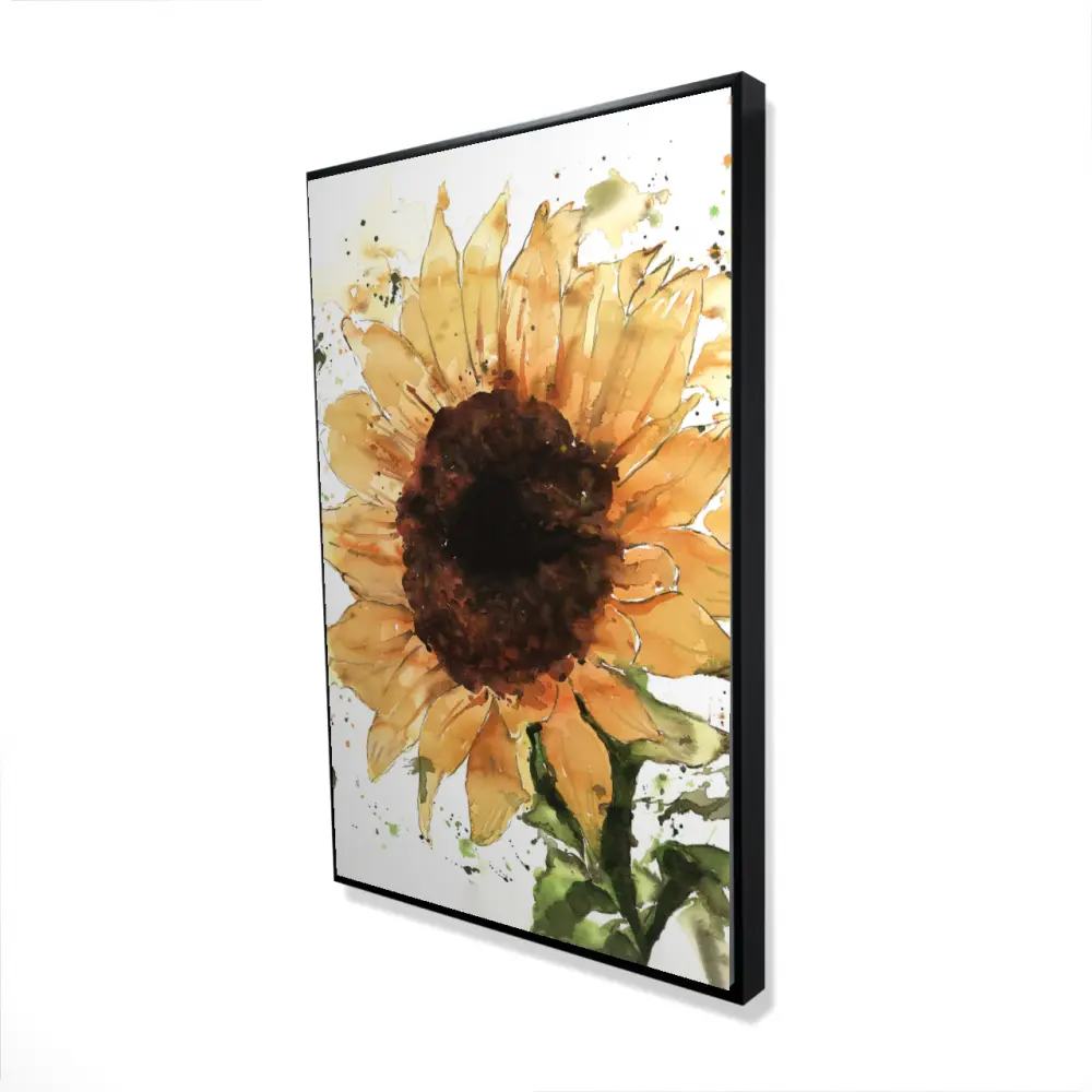 360 Stand 24x36 in. Framed Botanical Artwork - Sunflower Motif Nature Decoration, Green Floral Wall Art for Home Decor Supplies, Artistic, Room, Botanical Illustration Prints, Framed Prints, Illustrated Art Prints