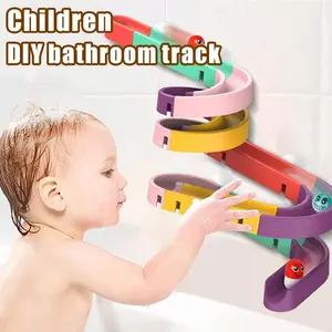 12/16/24 bathroom track toys color random, children, baby, bathtub, shower, water spray shower, water games, water toys, Bath bubble maker, safety materials, education and early education, random color matching, birthday gifts