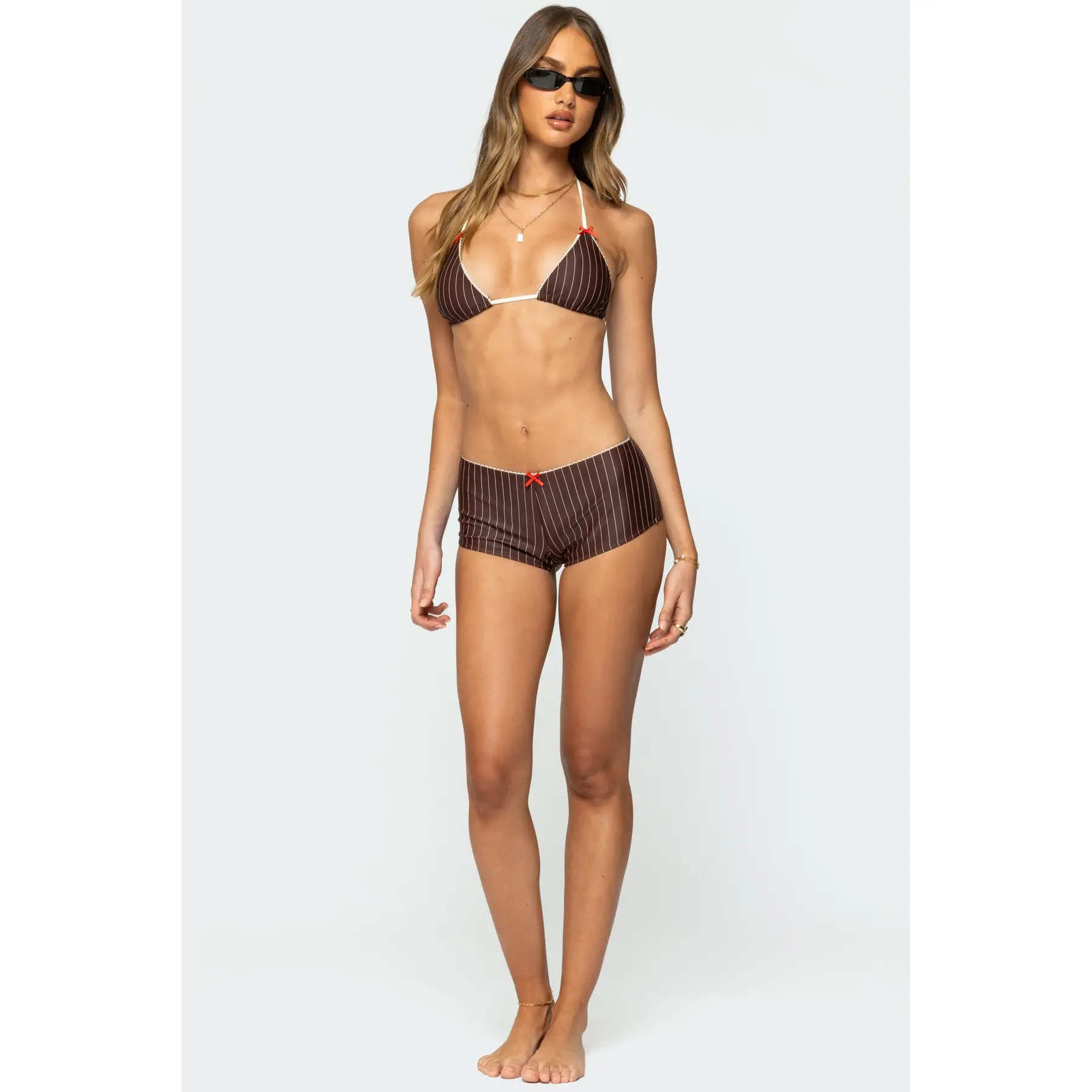 Pinstripe Boyshort Bikini Bottom