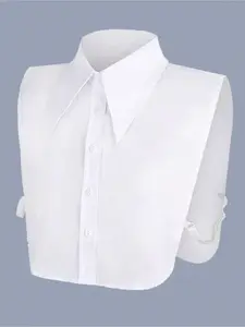 Solid-color, minimalist shirt design with detachable faux collar. Casual, Professional, versatile pointed-collar shirt with detachable collar, ideal as an accessory for autumn and winter clothing