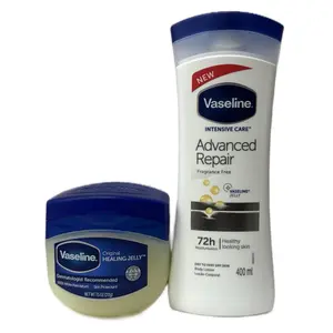Vaseline Advanced Repair Lotion 400ml & Healing Jelly 7.5oz Pack of Two Set for Comprehensive Skincare Routine Essential Care Healing Benefits
