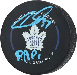 Auston Matthews Toronto Maple Leafs Autographed Official Game Puck with "Papi" Inscription - Fanatics Authentic Certified